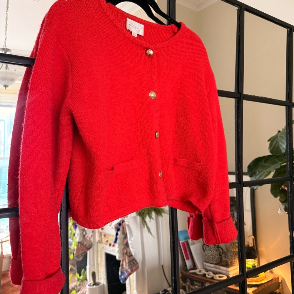 Red Button-Up Cardigan